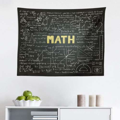 Dark Blackboard Backdrop with Math Equations Tapestry