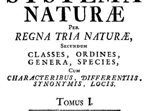 Title page of the 10th edition of Systema Naturæ (1758)