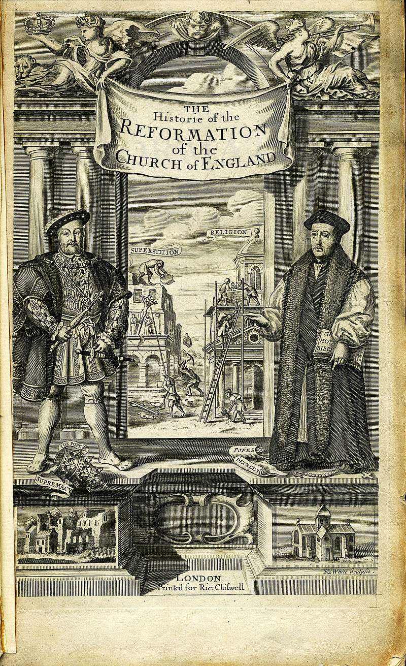 Engraved Title page of the first volume of The History of the Reformation of the Church of England.