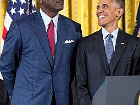 Jordan receiving the Presidential Medal of Freedom from President Barack Obama at the White House