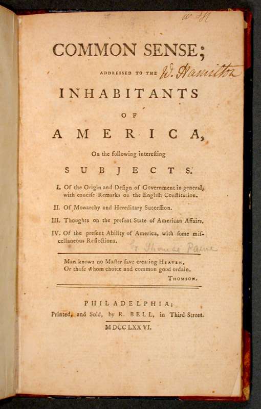 Common Sense, published in 1776