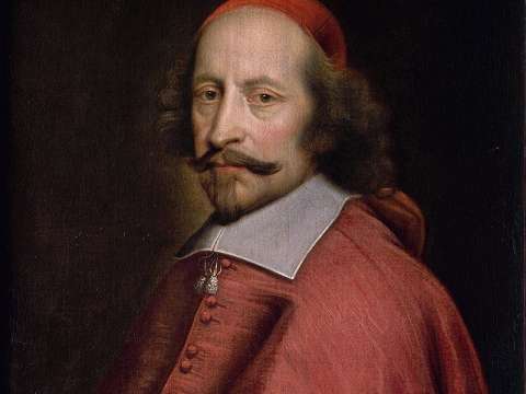 Cardinal Mazarin (depicted here in 1660, age 58) succeeded Richelieu in office.
