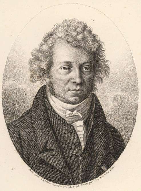 Engraving of André-Marie Ampère (1775 – 1836), the noted French physicist.