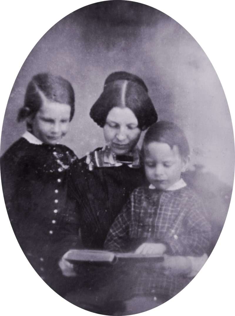 Fanny Appleton Longfellow, with sons Charles and Ernest, circa 1849