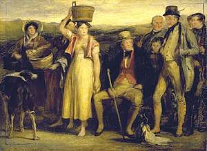 The Abbotsford Family by Sir David Wilkie, 1817, depicting Scott and his family dressed as country folk, with his wife and two daughters dressed as milkmaids