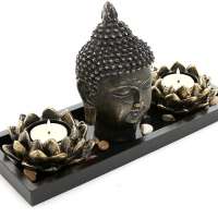 Buddha Head Sculpture Zen Garden Set