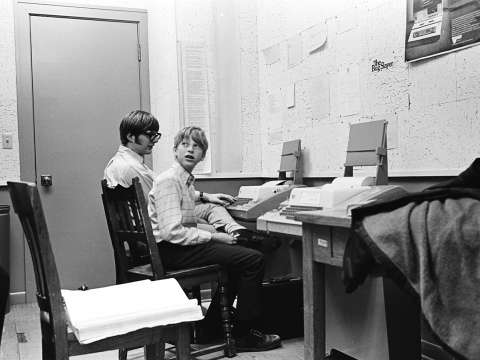 Gates (right) with Paul Allen at Lakeside School in 1970