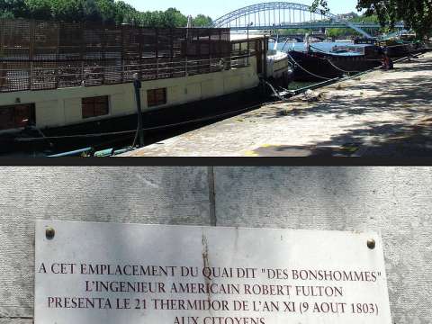 Location and plaque of the Fulton experiment of August 9, 1803