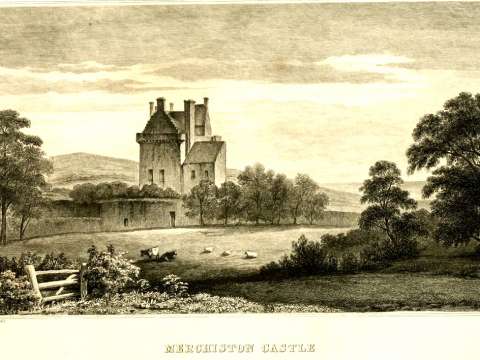 Merchiston Castle from an 1834 woodcut