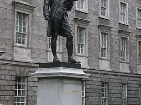A statue of Goldsmith at Trinity College, Dublin