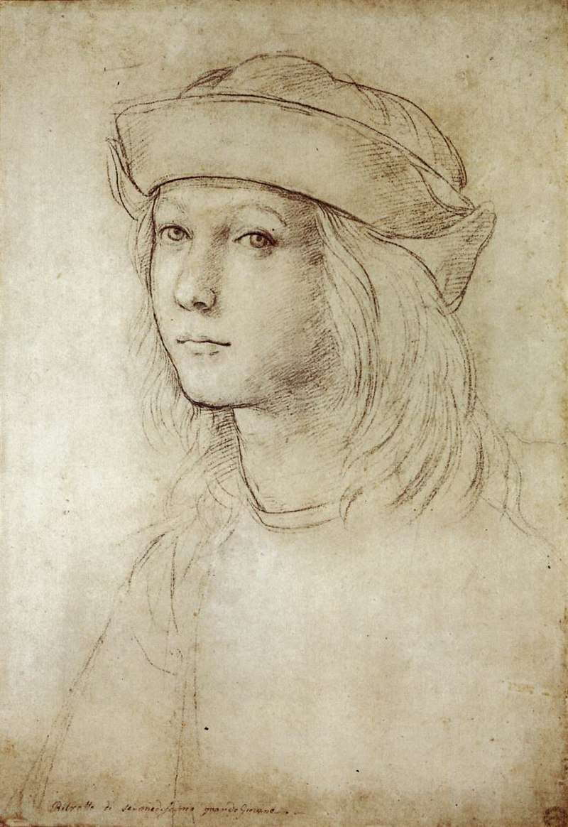 Probable self-portrait drawing by Raphael in his teens