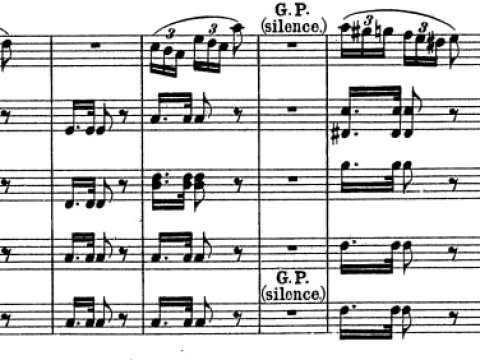 Opening of Béatrice et Bénédict overture, showing characteristic rhythmic variations