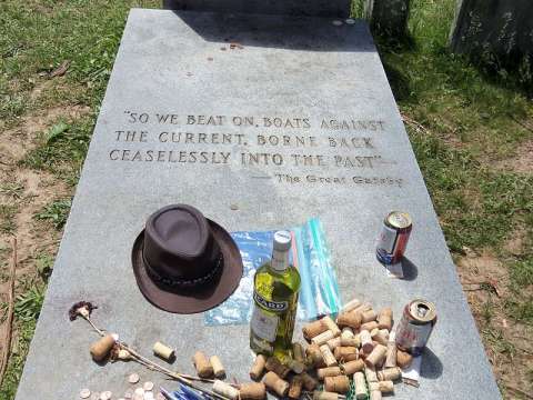 Fans of Fitzgerald often leave mementos at his grave.