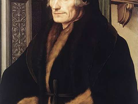 Portrait of Desiderius Erasmus of Rotterdam with Renaissance Pilaster.