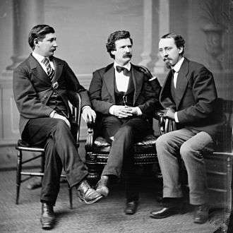 Twain with American Civil War correspondent and author George Alfred Townsend, and David Gray, editor of the rival Buffalo Courier