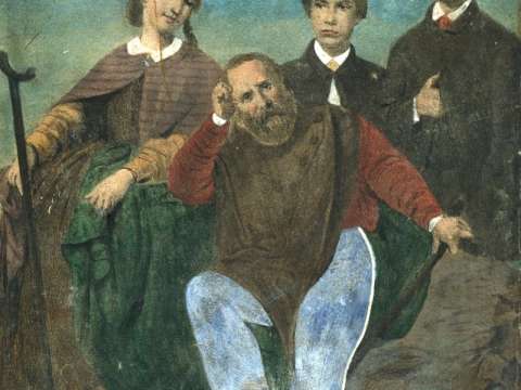 Garibaldi with Teresita, Menotti and Riciotti, his three surviving children from the marriage with Anita, c. 1862