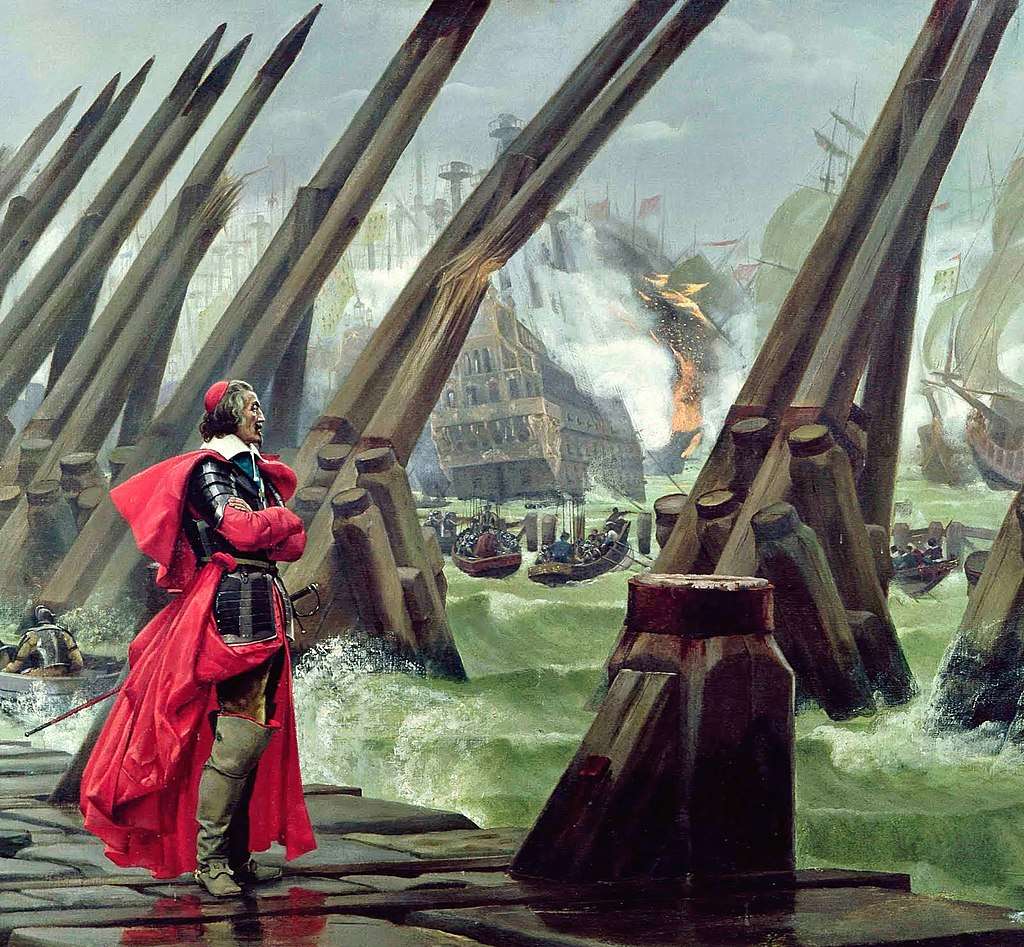 Henri Motte's depiction of Cardinal Richelieu at the Siege of La Rochelle.