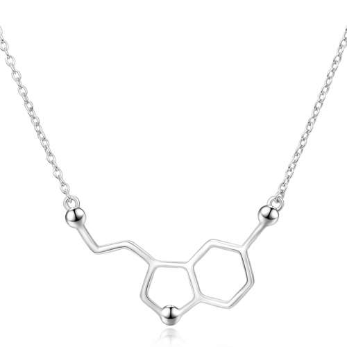 Silver Serotonin Molecule Necklace