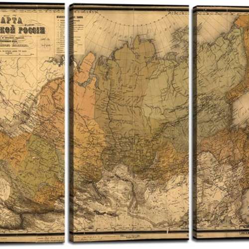 3 Piece Wall Art Vintage World Map of Russia