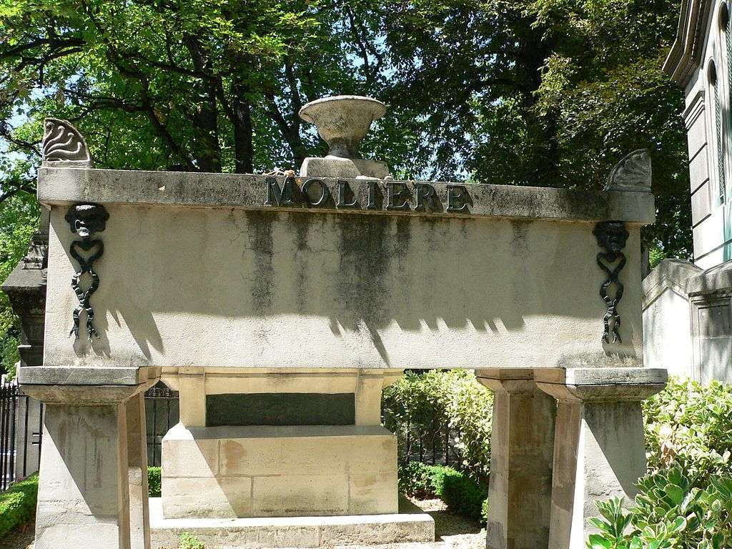 Molière's tomb at the Père Lachaise Cemetery. La Fontaine's is visible just beyond.