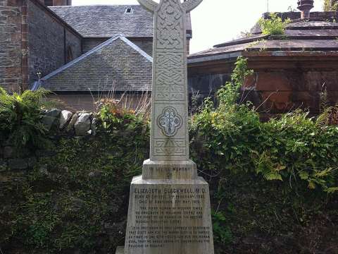 Blackwell's headstone at St Munn's Parish Church, Kilmun, Scotland.