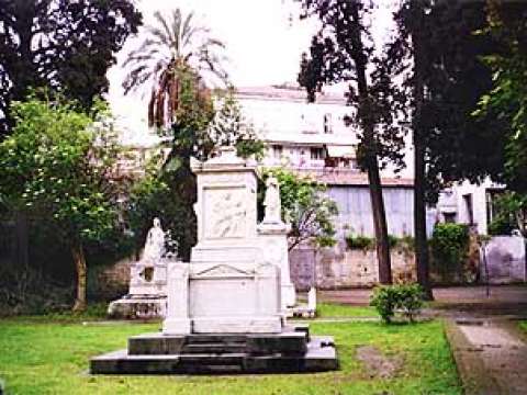 The English Cemetery, Naples. Statue of Mary Somerville is in the background.