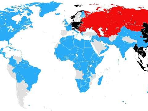 The Allies (blue and red) and the Axis Powers (black) in December 1944
