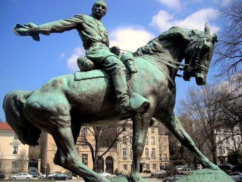 Equestrian statue of Philip Sheridan in the center of Sheridan Circle in Washington, D.C.