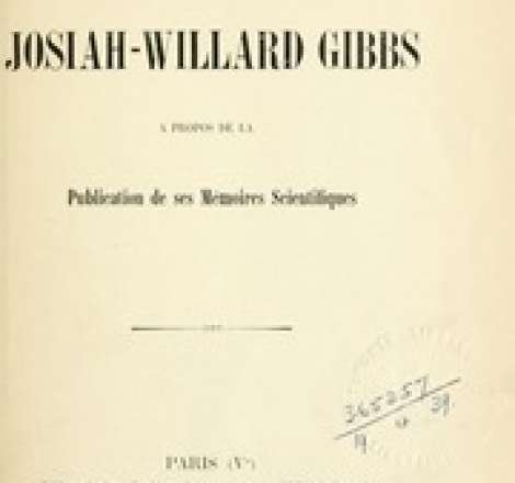 Josiah-Willard Gibbs, à propos de la publication de ses mémoires scientifiques