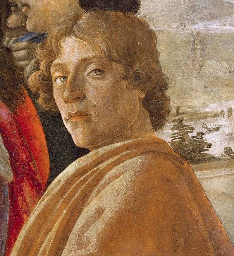 Probable self-portrait of Botticelli, in his Adoration of the Magi (1475)