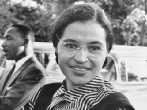 Rosa Parks with King (left), 1955