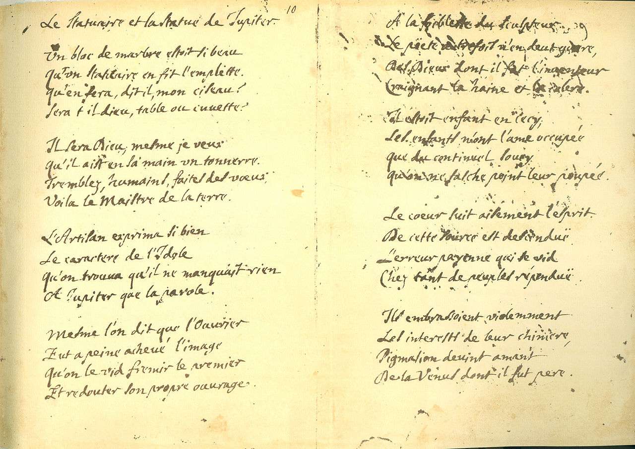 Facsimile of one of the very few manuscripts by Jean de La Fontaine