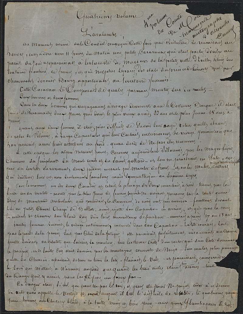 First page of the original manuscript to Le Comte de Moret