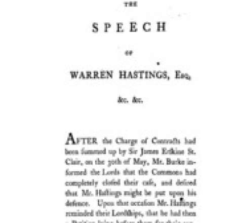 Speech Of Warren Hastings