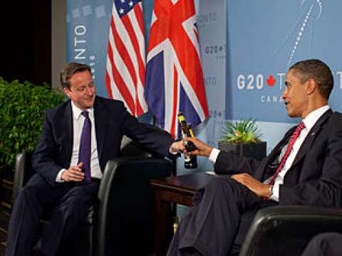 Meeting with UK Prime Minister David Cameron during the 2010 G20 Toronto summit