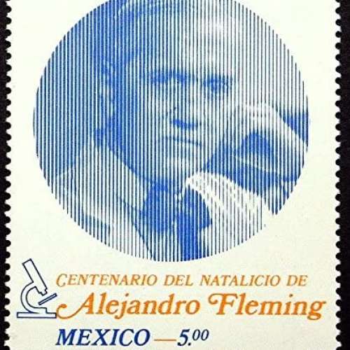 Alexander Fleming Postage Stamp Art