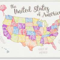 United States Map Plaque Art