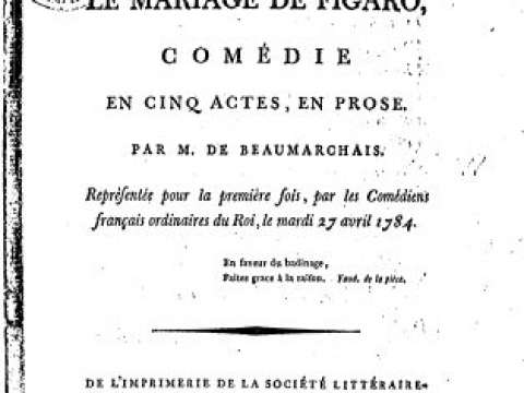 The original title page of The Marriage of Figaro