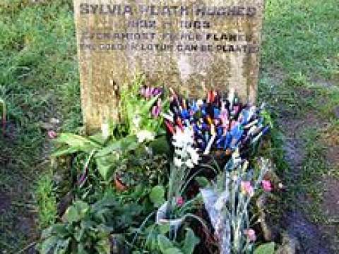 Plath's grave at Heptonstall church, West Yorkshire