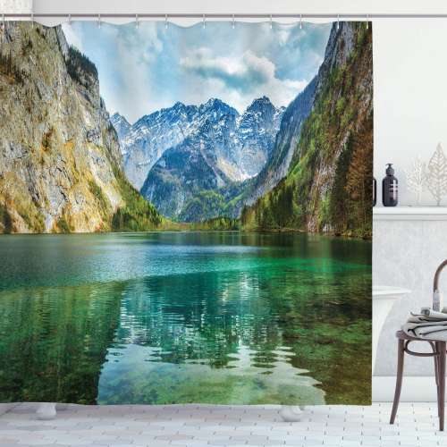 Obersee Mountain Lake Shower Curtain