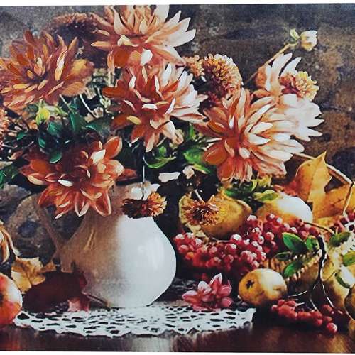 Fall Flower and Fruit Bouquet Wall Art Print