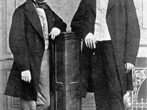 Kirchhoff (left) and Robert Bunsen, c. 1850