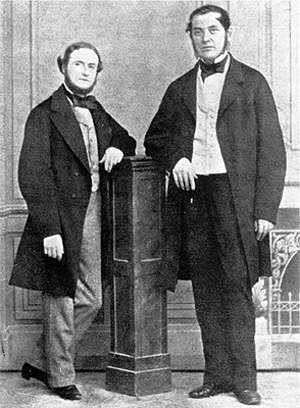 Kirchhoff (left) and Robert Bunsen, c. 1850