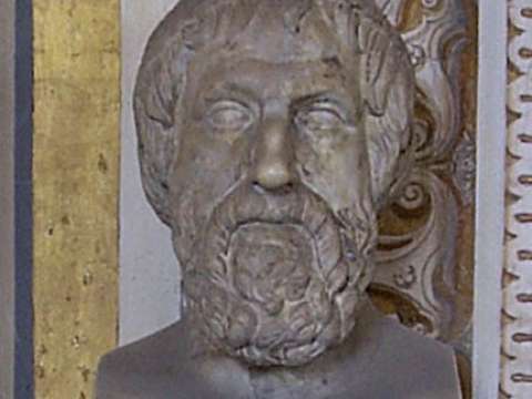 Bust of Pythagoras in the Vatican Museums, Vatican City, showing him as a 