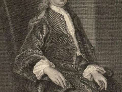 Engraving of a Portrait of Newton by John Vanderbank