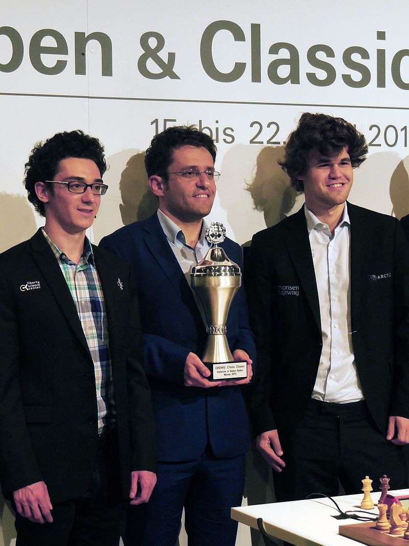The Top 3 finishers at the Grenke Chess Classic