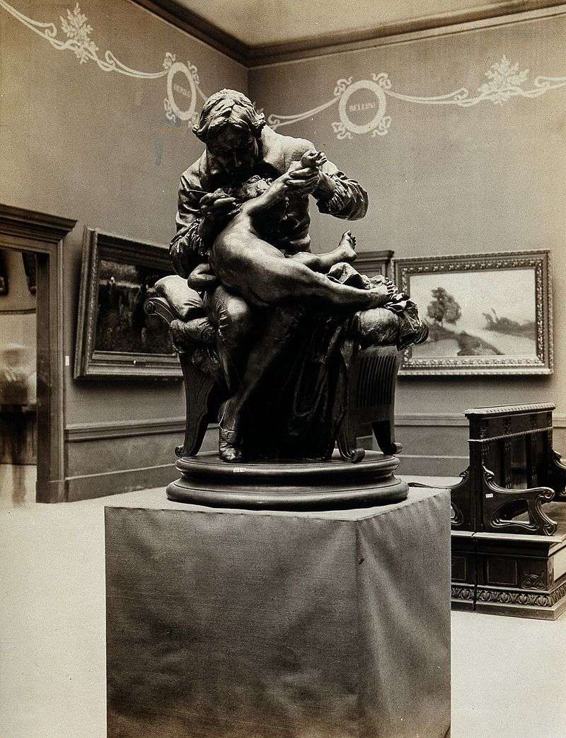 1873 sculpture of Jenner vaccinating his own son against smallpox by Italian sculptor Giulio Monteverde, Galleria Nazionale d'Arte Moderna, Rome