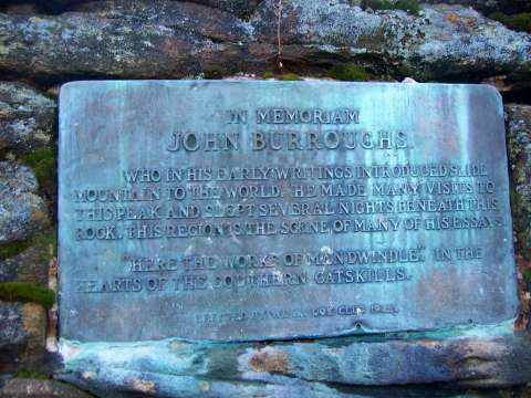 Plaque quoting Burroughs near the summit of Slide Mountain.