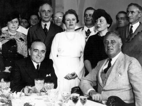 Roosevelt with Brazilian President Getúlio Vargas and other dignitaries in Brazil, 1936