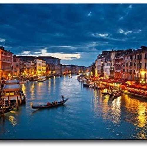 Venice Grand Canal At Night Wall Art Painting